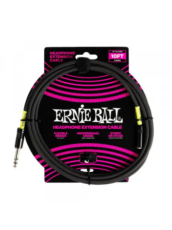 ERNIE BALL 6422 HEADPHONE EXTENSION CABLE 6,3 - 3,5mm  3m - Blk audio kabel