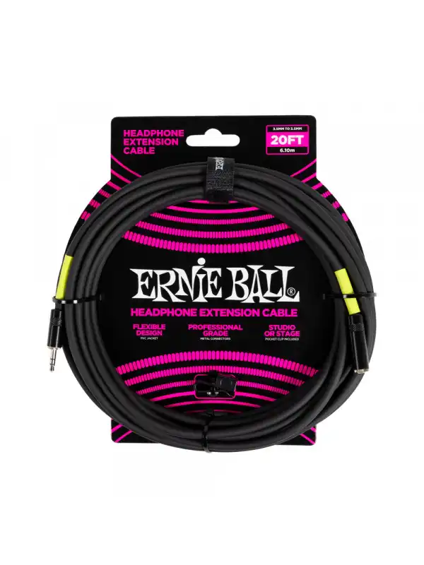 ERNIE BALL 6424 HEADPHONE EXTENSION CABLE 3,5 - 3,5mm  3m - Blk audio kabel