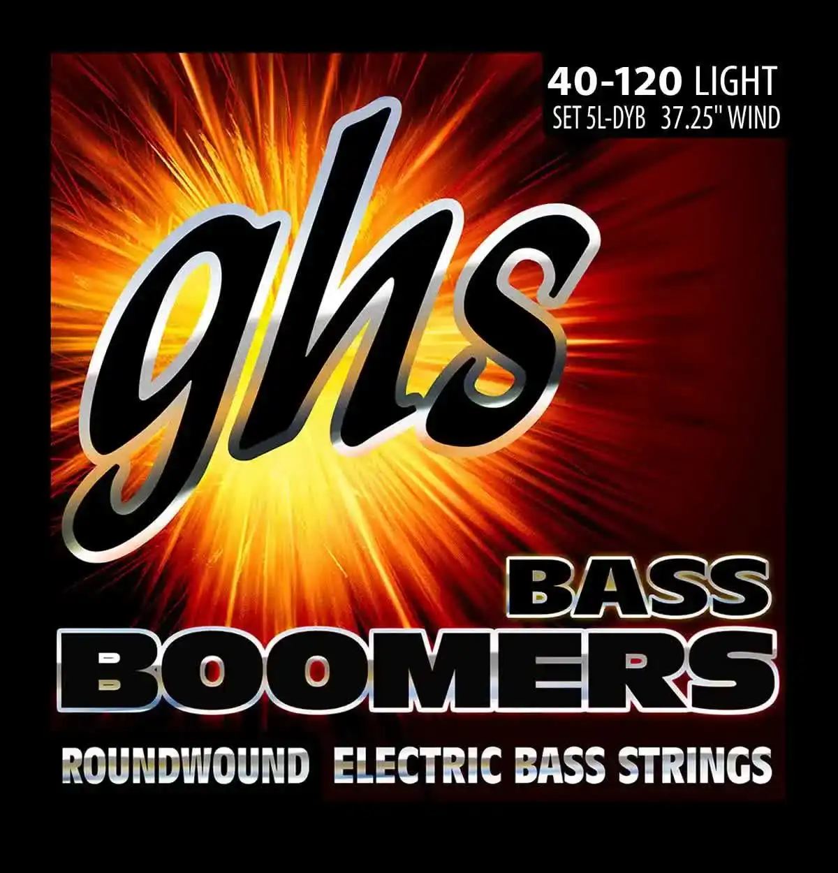 GHS 40-120 5L-DYB Light Bass Boomers Roundwound 5-String Set, Long Scale